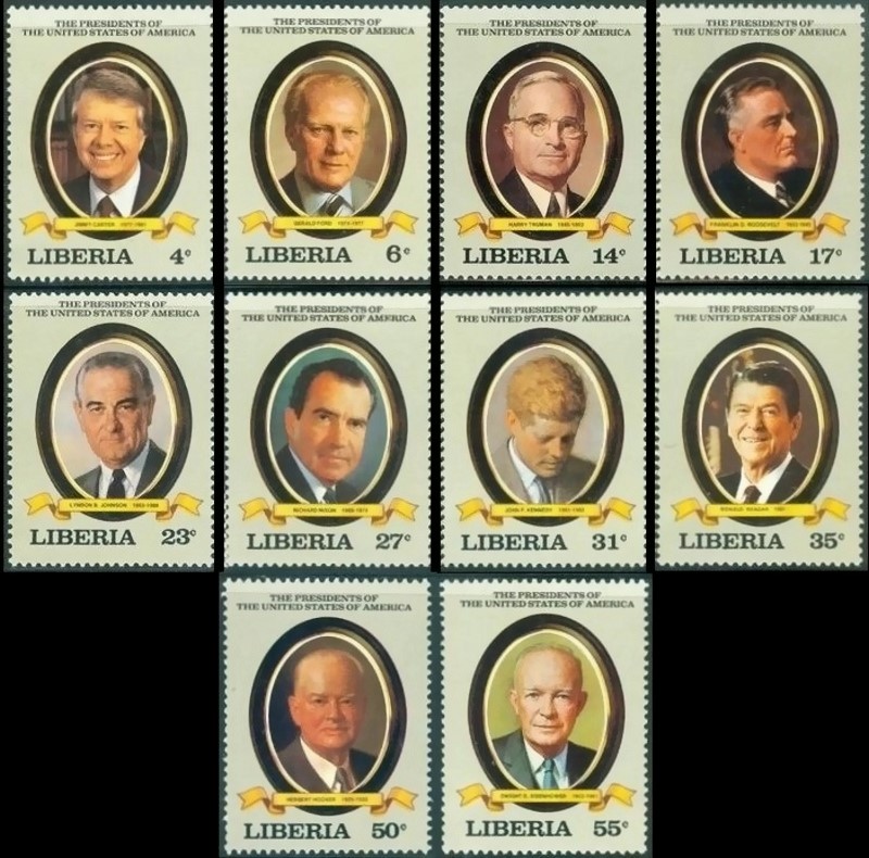 Liberia 1982 Presidents of the United States (4th series) Stamps Liberia 1982 Presidents of the United States (4th series) Stamps